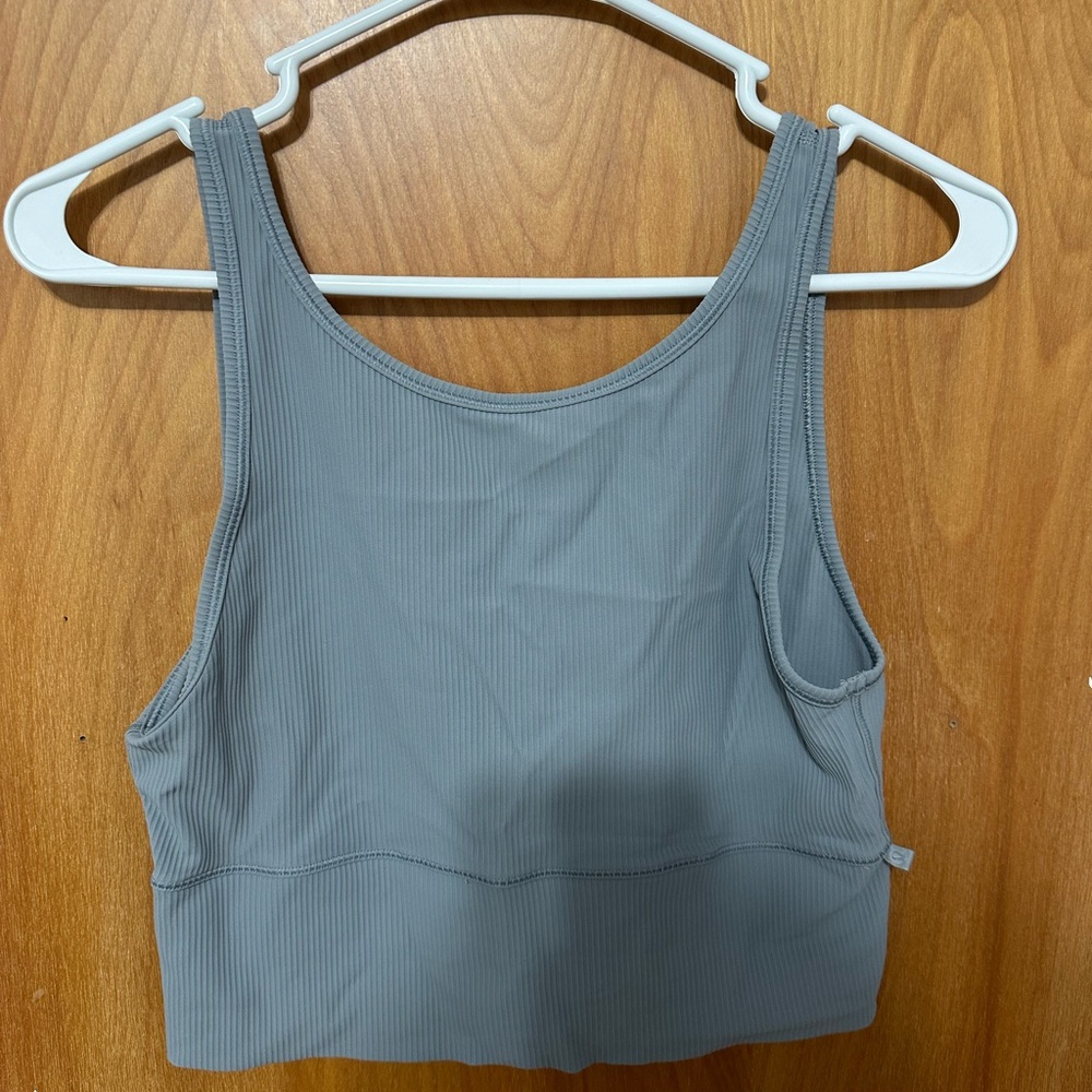 LULULEMON RHINO GREY POWER PIVOT RIBBED TANK TOP